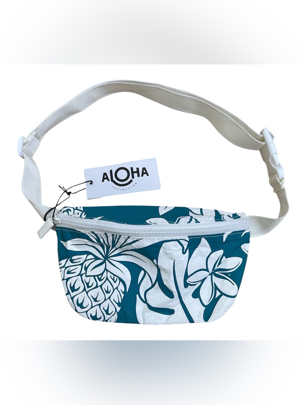 ALOHA Collection Teal and White Tropical Print Mini Bag